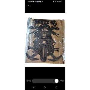 Black Metal Motorcycle Skull & Flames Rugby Helmet Route 66 Wall Sign 17x12 NEW